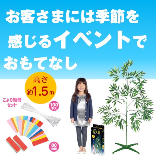 七夕特大笹 1.5m こより短冊セット
